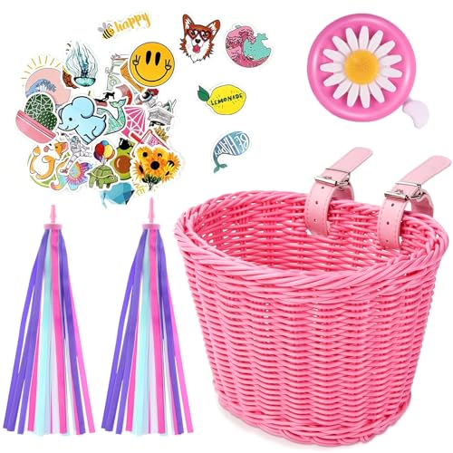 EUZLABBY Fahrradkorb Kinder，Abnehmbar Fahrradkorb aus Rattan mit...