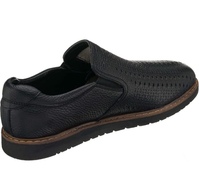 DALGALA Men's Black Big Size Handmade Hollow Leather Loafer Shoes Summer Breathable Casual Shoes Comfortable Loafers Slip On Shoes3