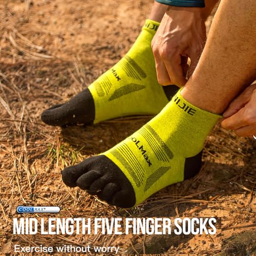 AONIJIE 3 Pairs of Toe Socks, Mid-cut Sports Socks Breathable Suitable for Running, Mountain Climbing2