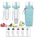 Bevgo Infuser Water Bottle – Large 32oz - Hydration Timeline Tracker – Detachable Ice Gel Ball With Flip Top Lid - Quit Sugar - Save Money - Multiple Colors with Recipe Gift Included (Light Blue)