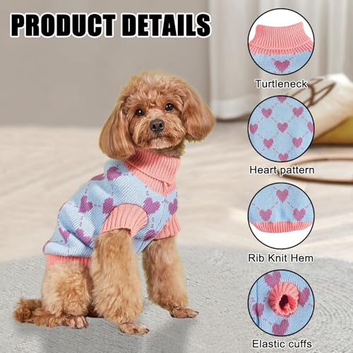 Hundepullover, Hund Rollkragenpullover Strickpullover, Winter Warmer H-undepullover, Hun-depullover Kleine Hunde, Weihnachten Hund Pullover, Haustier Pullover Rollkragen, für Kleine Hunde und Katzen