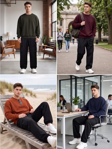 Image of GRECIILOOKS Men's Regular Fit Low Rise Polycotton Cargos | Cargo Track Pant | Loose Fit | Regular Trouser (Available in Plus Size)