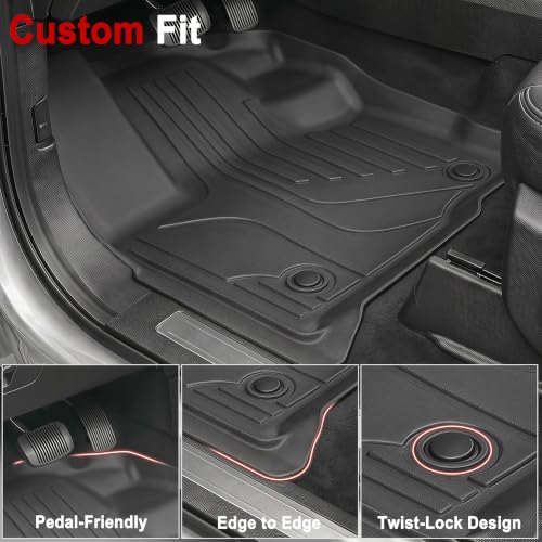 Image of KARPAL Floor Mats for 7 Seats 2018-2024 Ford Expedition Standard (Not for Max Model), Custom Fit TPE All Weather Ford Expedition Accessories 1st& 2nd& 3rd& Cargo Liner Backrest Mat Full Set