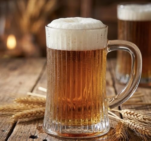 Image of WRINGO Classic Beer Mugs Set of 2, 500ML Glass Mug with Handle, Large Big Heavy Mugs for Freezer, Multipurpose Mugs, Dishwasher & Microwave Safe (BR-11)