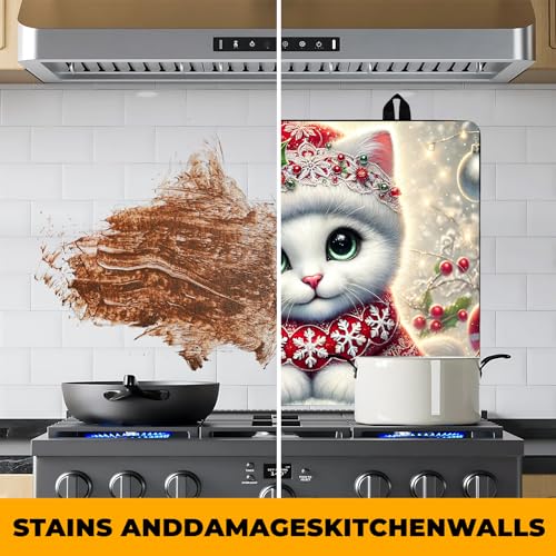 Image of Christmas Stove Top Cover Snowman Stove Top Cover for Home Decoration Kitchen Pad Non-Stick Washable Cooktop Covers Countertop Protector Keep Stove Clean 28 inchx20 inch (Cat)