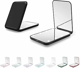 - Compact Mirror, 1X/3X Magnification LED Pocket Mirror with Nternal BIattery, Mini Mirror for Purse, Pocket,Travel and Present (Black)
