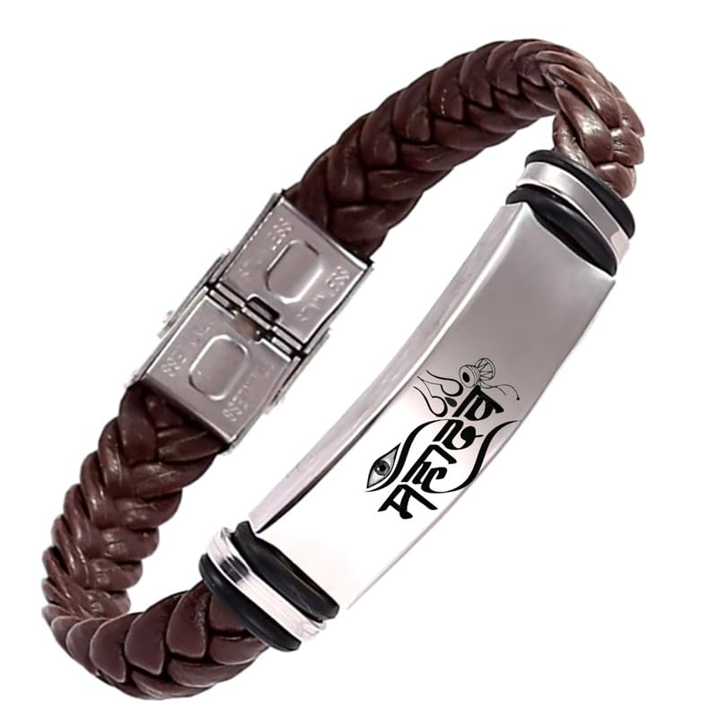 Mahadev Braided Leather Weave Bracelets for Mens Women Magnetic Lock Clasp Genuine Bracelet Wristband Vintage Cuff Jewelry Friendship Couple-image-7