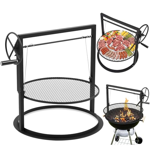 ElaraBerry 24 Santa Maria Grill Adjustable Attachment for 22 Kettle-Style Grills Argentine Grill Cooking Grate Open Flame Campfire Cooking for Backyard Grillers Outdoor Enthusiasts