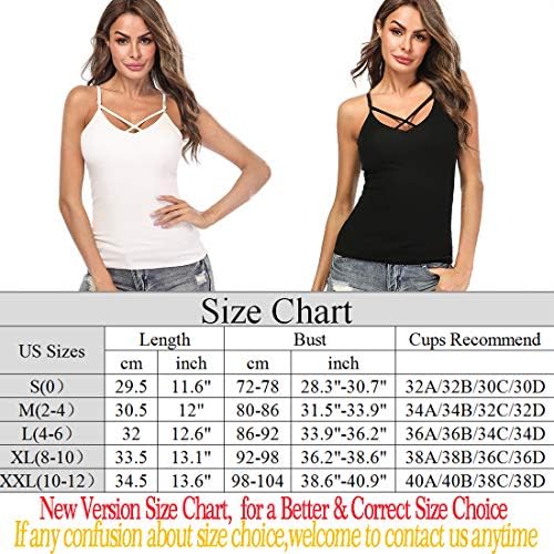 KIWI RATA Camisoles for Women with Built in Bra,Criss Cross Cami Top