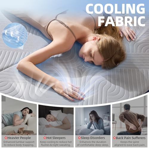 Image of Foldable Mattress Full Size, 6 Inch Cooling Folding Mattress /Topper, Breathable Absorbs Heat Fabric, Washable Trifold Memory Foam Mattress, Portable Floor Bed for Guest, Yoga, Camping