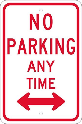Panneau réfléchissant stationnement interdit aluminium double flèche No Parking