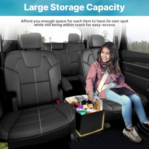 Image of Mixsuper Liner Car Seat Organizer for Kia Telluride 2020-2026 Center Console Organizer with Cup Holders for Telluride, Kids Toys Baby Supplies Dog Toy Box Storage Bin Travel Accessories