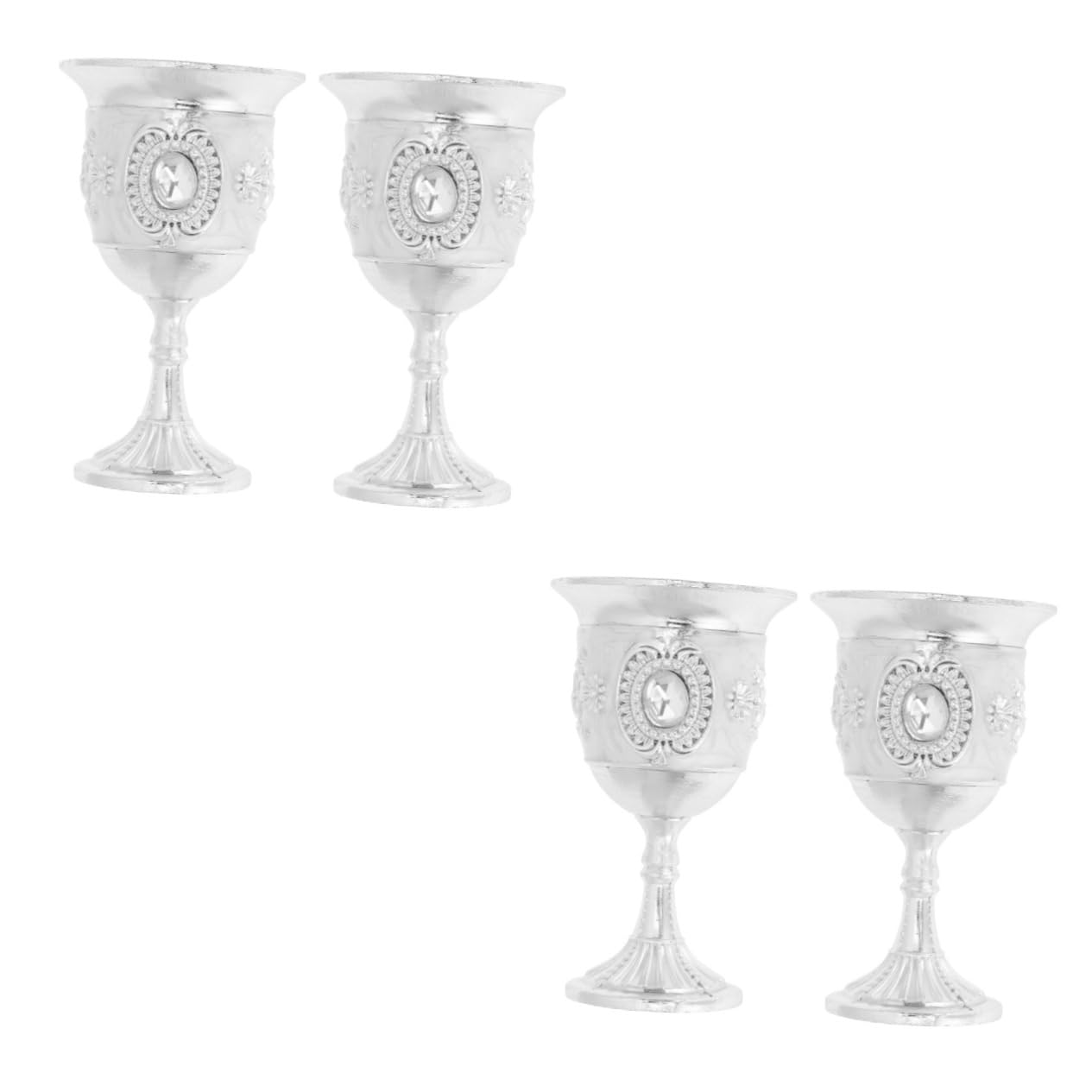 Grand verre à vin blanc gothique en acier inoxydable | Lot de 4 coupes ABOOFAN