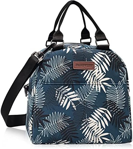 FABUVIEW Insulated Lunch Bag for Women，Large Reusable Lunch Box for Women，Cute Palm Leaf With Adjustable Shoulder Belt, Portable Lunch Tote Cooler Bags, Perfect for Adult Travel Picnic,Office,Working