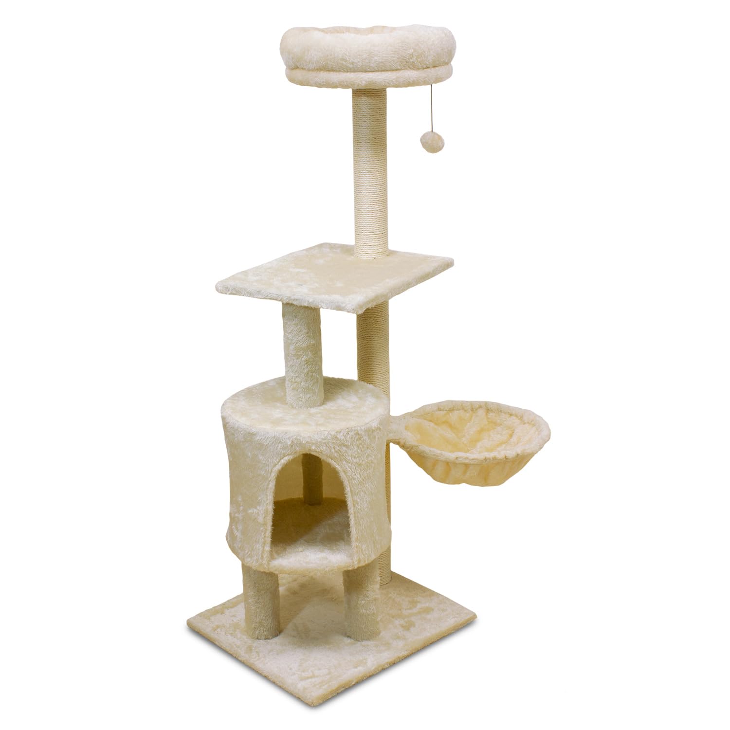 Rascador de Dos Alturas para Gatos con Cama extraíble Ice - 45 x 40 x 117 cm