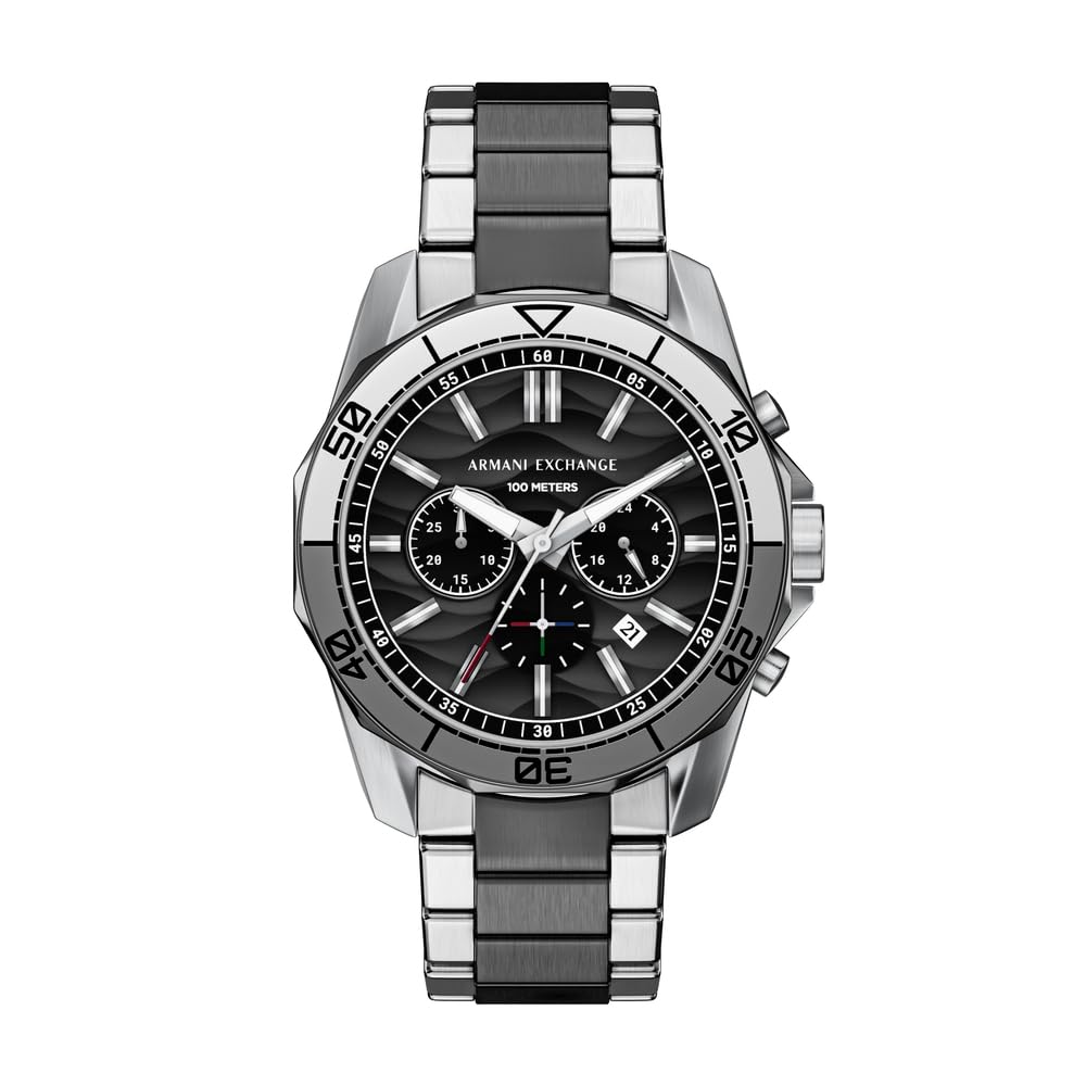 Armani Exchange Montre pour Homme en Acier Inoxydable argenté 44 mm AX1973