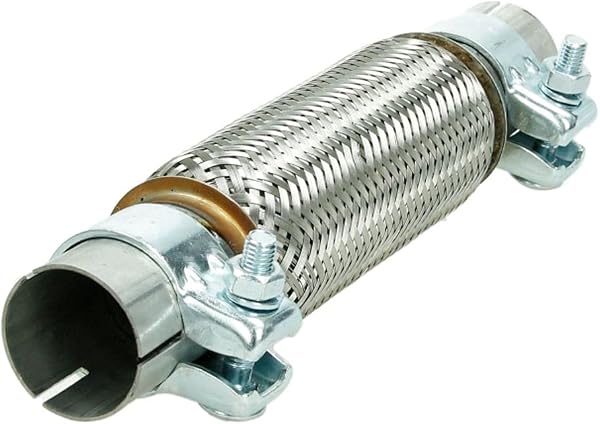 ECD Germany Universal Flexrohr - 45 x 150 mm - mit 2 Schellen - aus Edelstahl - Interlock - Montage ohne Schweißen - Flexibles Rohr - Flexstück Wellrohr Hosenrohr Auspuff Abgasanlage - 4