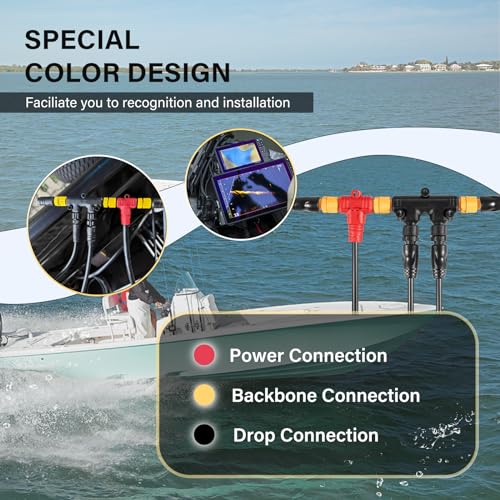Image of NMEA 2000 Network Starter Kit for Lowrance Simrad B&G Navico Garmin Networks /Fishfinder /Chartplotter, Includes Backbone Cables丨Drop Cables丨 Tees丨 Terminators Kits, IP67 Waterproof