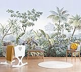 Reyhui Tropical Banana Leaf Wallpaper Green Plant Wall Murals for Bedroom Living Room (not self-Adhe