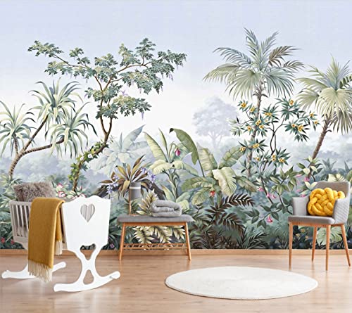 Reyhui Tropical Banana Leaf Wallpaper Green Plant Wall Murals For Bedroom Living Room (Not Self-Adhesive) #TOP12