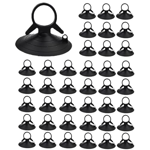 ALLMIRA サンシェード 吸盤 40個入り サンシェード用吸盤 強力吸盤 真空フック 長時間強力に吸着状態をキープ 吸盤 窓 車 シェード 交換 補助 固定 クリップ (黒)