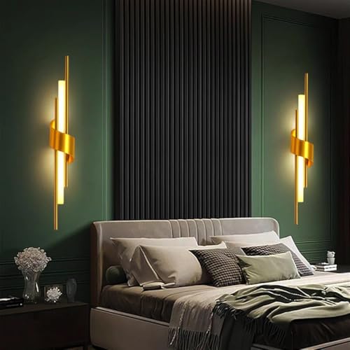 Image of Groeien 12w Modern LED Long Wall Sconce Gold Spiral Beam Acylic Wall Light for Bedroom Living Room Corridor Lighting Fixtures Wall Mount(Spiral Beam, 1)