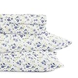 Linen Market Double-Brushed Patterned Microfiber Queen Sheet Set 4 Piece – Oeko-TEX Certified Ultra Soft & Wrinkle-Free - 16' Deep Pocket Sheets - Easy Care Queen Size - Blossoms Light Blue