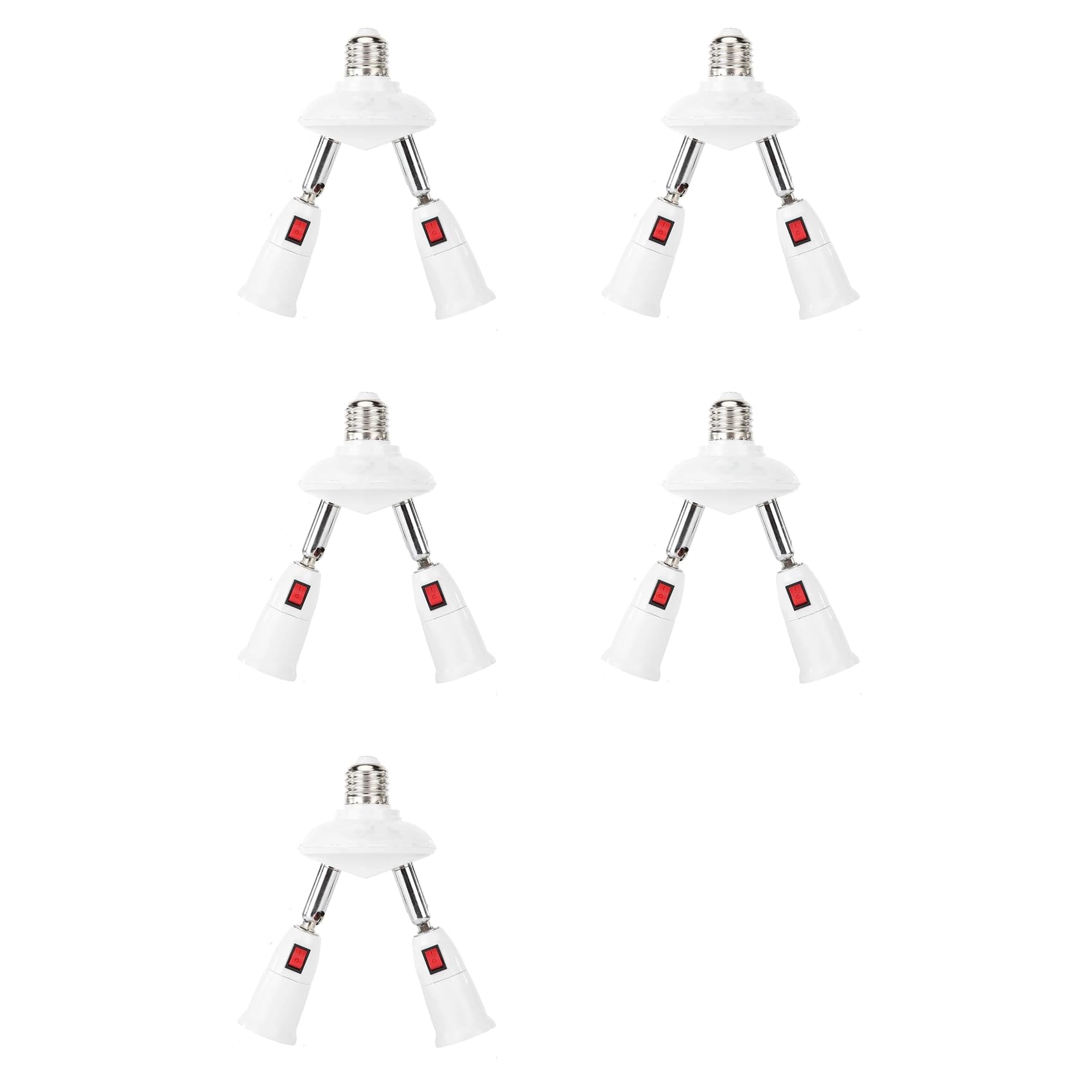 Kueohse 5X 360 Degree Adjustable - 2 in 1 E27 Splitter Socket Adapter. E27 Standard LED Bulb Socket Adapter