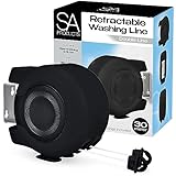 SA Products Wall Mounted Twin Cable Retractable Washing Line - 2x15m Long Clothes Line - 30m Extendable Laundry Drying String Line Heavy-Duty Plastic & Polyvinyl For Indoor & Outdoor Use - All Black