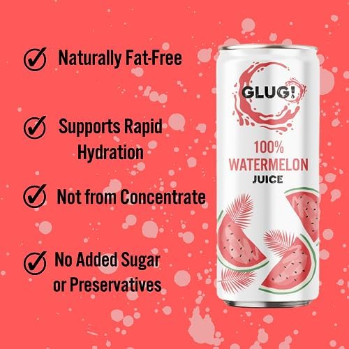 GLUG! 100% Watermelon Fruit Juice, Healthy Juice Drink With No Added Sugar (12X320ML)