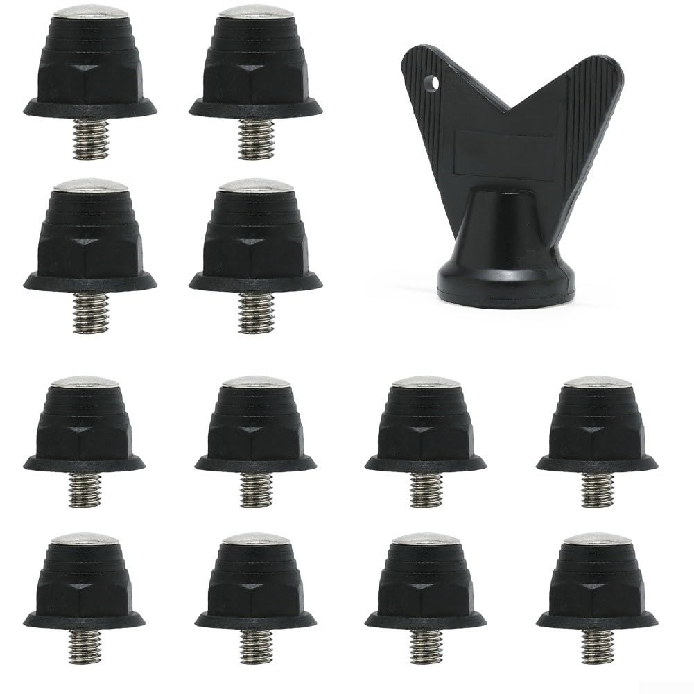 12 tacchetti di ricambio per scarpe da calcio, in lega di alluminio, filettatura da 5 mm, per scarpe da calcio, rugby, escursionismo, antiscivolo, trazione stabile, in diverse dimensioni (10 mm, 13 mm