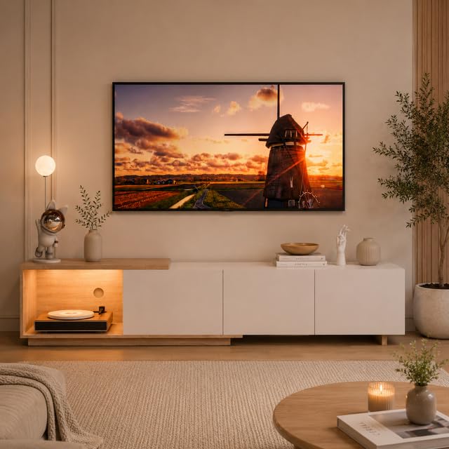 Szafka pod telewizor 163 cm-240 cm z oświetleniem, stolik pod telewizor z 3 szufladami, wysuwany stojak pod telewizor, meble do salonu, wysoki połysk biały i naturalny rysunek słojów, 240 x 38 x