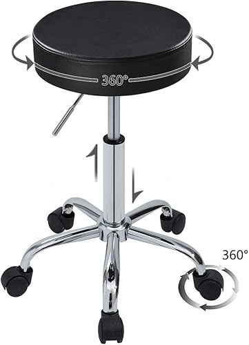 Miniatura 4 de Duhome 410 Taburete giratorio de altura ajustable para clínica médica tatuaje spa salón con ruedas negro