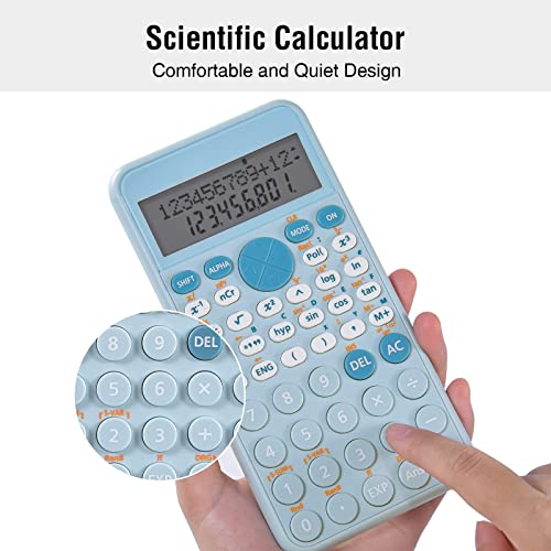 Image of EooCoo Scientific Calculator,Two-Line Display,Cute Desk Accessories,Slim and Portable,Standard Scientific Calculator Suitable for School Office Business Supplies,Primary School to College Student-Blue