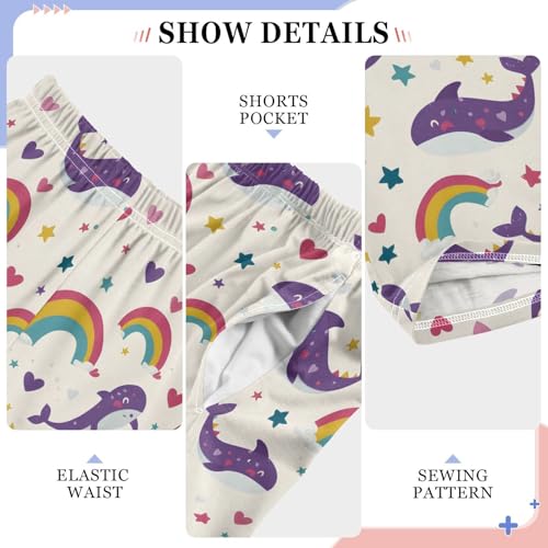 Dolphin Rainbow Pajamas Bottoms with Pockets Comfy Pjs Sleepwear Elastic Waistband Pajamas Pants Lounge Pants for 6-14 Years4