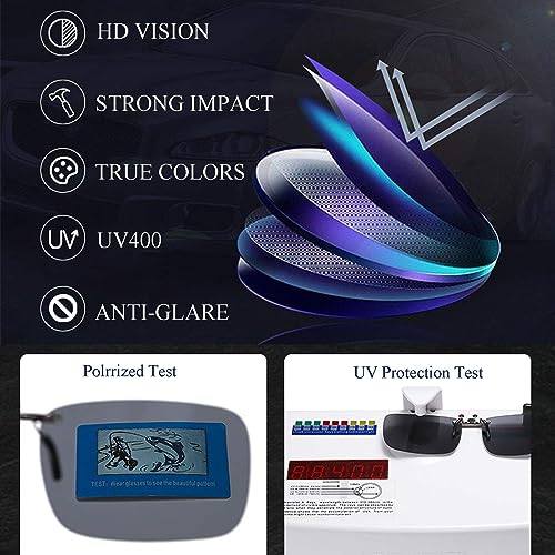 Image of Polarized Clip-on Sunglasses Anti Glare UV400 Non-flip Clip-on Sunglasses over Prescription Glasses for Men Women