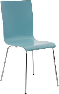 CLP Pepe Waiting Room Chair With Ergonomically Shaped Wooden Seat And Metal Frame I Conference Chair Available Colour: Light Blue