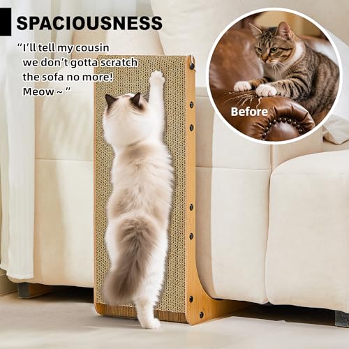 Markarbarka Value 2-Pack 23.6 Inch L-Shaped Cardboard Cat Scratcher, Dual Use (Vert/Horiz) Scratch Pad with Toy Balls, Wall-Mountable Furniture Protector Cat Scratchers for Indoor Cats by Markarbarka - Image 5