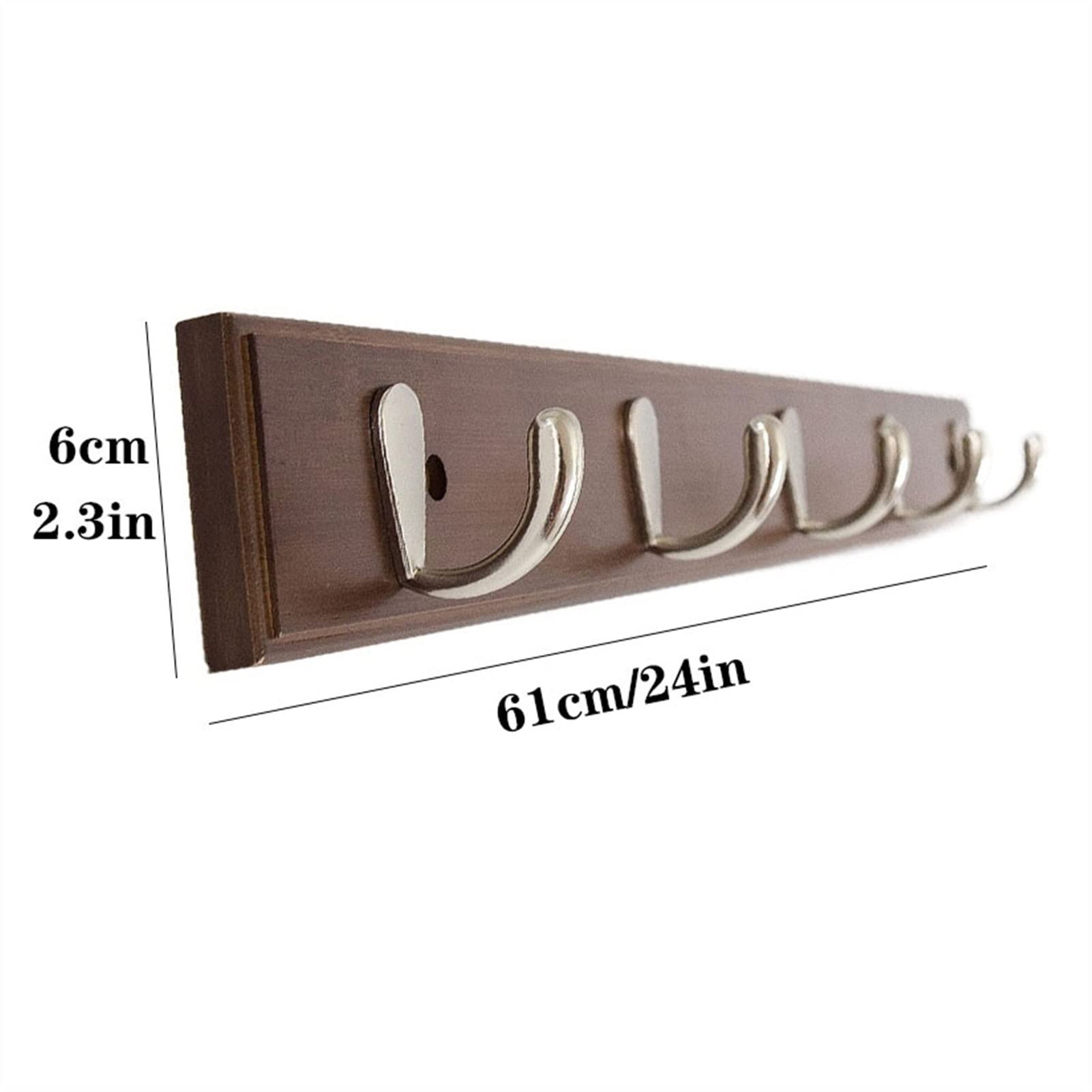 perchero-sombrero Percha de capa, colgante de pared, gancho de ropa, bastidor de bolsas, gancho de la fila de pared detrás de la puerta, gancho de capa de madera marrón, riel de gancho de abrigo perch