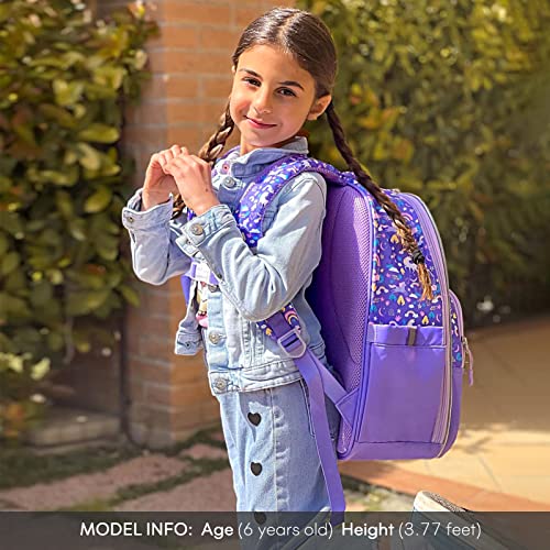 Mibasies Unicorn Backpack For Girls 5-8, Large Capacity Elementary School Backpack(Purple Unicorn) #TOP2