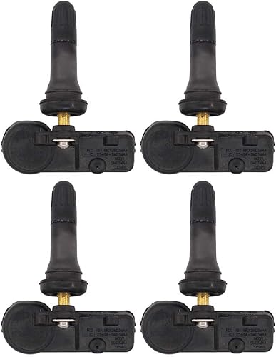 NewYall Paquete de 4 sensores de sistema de monitoreo de presión de neumáticos TPMS negros de 315 MHz