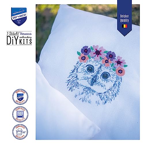 Kit à broder Chouette avec fleurs point de croix compté canevas Vervaco - 6
