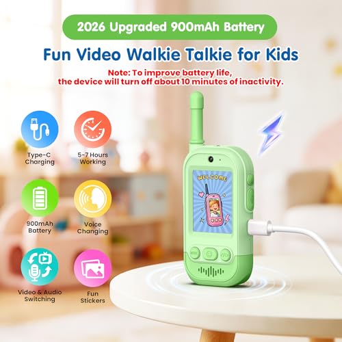 Walkie Talkies for Kids-2 Pack, Kids Video Walkies Talkies with Voice Changer & Sticker Effect, Rechargeable Video Call Indoor Toys for Outdoor Camping, Hiking, Birthday Gift for Boys Girls Ages 3-12 — view 2