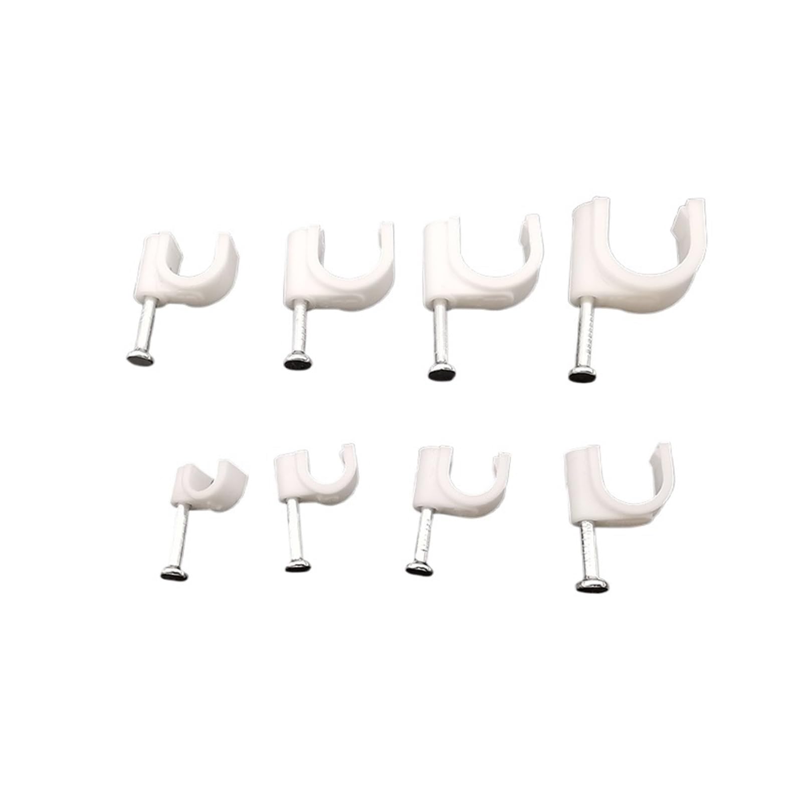 Eefpxwtz White Nailed Pipe Clamp， Cable Nail Clips C-Shaped With Steel Nails 4-12Mm 100 Pcs(7Mm)