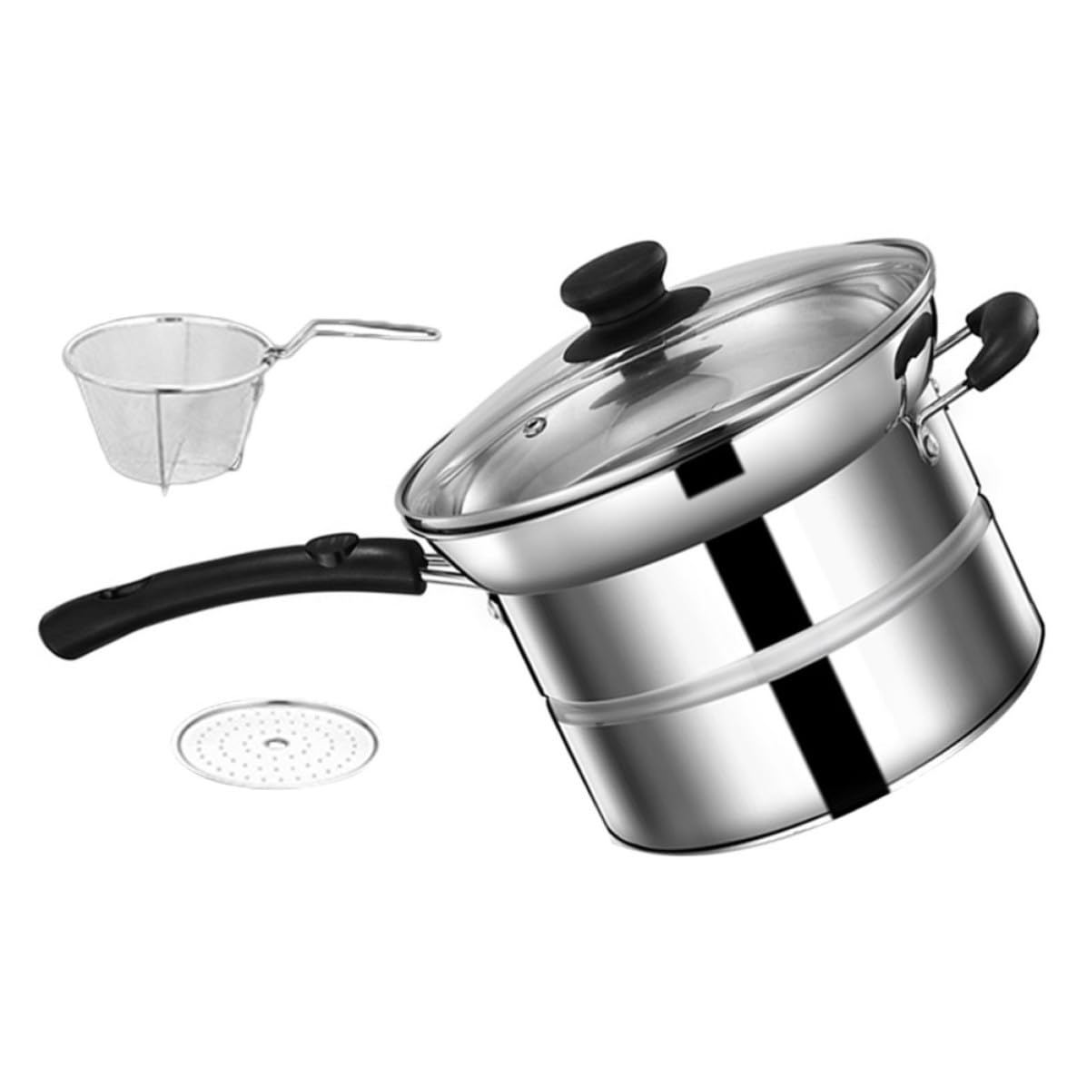 Pentola Multiuso in Acciaio Inox Manico Singolo e Cestello