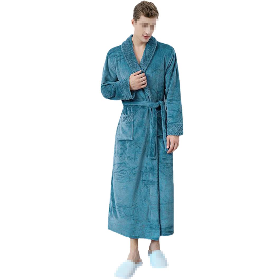 keusyoi Zimowa męska bielizna nocna pogrubiona flanelowa kimono szlafrok bielizna nocna damska na co dzień miękka koszula nocna z polaru szlafrok domowy