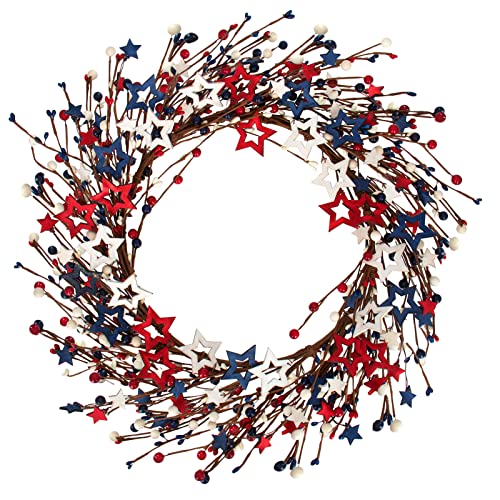 Aolige 20” Patriotic Wreath For Front Door, 4Th Of July American Independence Day Wreath, Red White And Blue Star Berry Wreath Memorial Day Indoor Outdoor Decor #TOP11