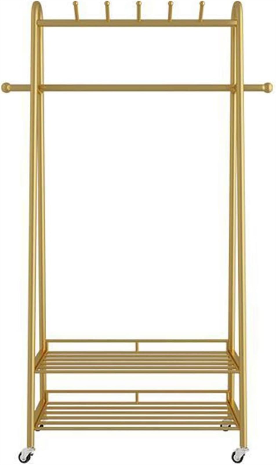 Aycdl 360° Rolling Coat Rack With Double Layer Storage Metal Free-Standing Clothes Hanger Stylish Garment Stand For Living Room Dormitory Entryway Hallway