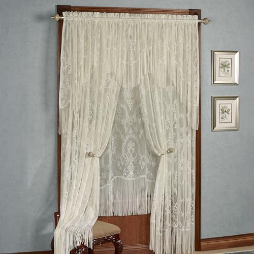 Queen's Lace Fringed Window Treatment | Classic Ivory | Traditional