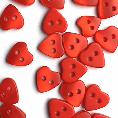 10mm red opalescent Heart Shaped Buttons, Pack of 10